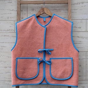 Wool vest jacket size M, upcycled blanket coat jacket,woollen blanket,upcycled coats women,woolen coat plaid,dutch blanket coat,handmade.