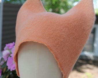 Gorro de sauna de lana, gorro de spa con cuernos, manta vintage reciclada, bienestar para hombres y mujeres.