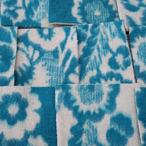 12 Vintage Wool Blanket blue Scraps 18*17 sm Upcycled Wool Fabric Pieces for Crafting Sewing,patchwork wol,wollen handwerk,handmade.