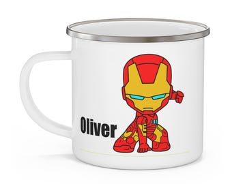 Personalised Unbreakable Children's Ironman Enamel Mug (BPA/ LEAD FREE)