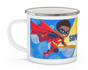 Personalized Superhero Enamel Mug: Unbreakable Children's Gift
