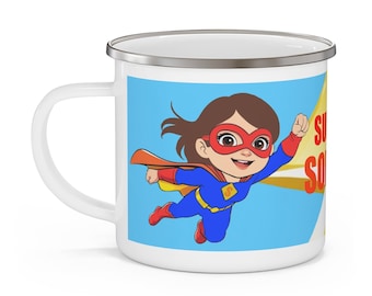 Gepersonaliseerde emaille mok superheld: BPA/LOODVRIJ