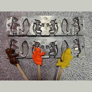 Mold for making lollipops and sweets Bear, Fish, Squirrel + 25 lollipop sticks as a gift