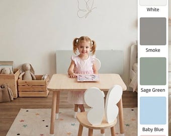 Butterfly Ears Montessori Play Furniture  Toddler Table Chair  AymeseKids, kids round table, toddler table chairs, Kindergarten Furniture