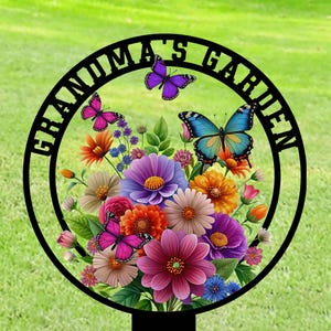 Personalized Garden Flower Sign Custom Garden Metal Sign With Stakes, Garden Name Sign,Metal Yard Art, Housewarming Gift, Outdoor Decor