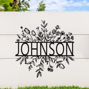 Wildflower Metal Wall Art, Custom Metal Sign, Wildflower Welcome Sign, Personalized Family Last Name Sign, Flower Farmhouse Decor