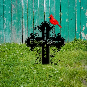 Custom Memorial Metal Cross Stake Grave Marker Sympathy Gift Remembrance Gift Lawn Cross Garden Stake Memorial Gift