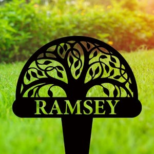 Personalized Tree of Life Garden Stake, Custom Metal Yard Sign, Outdoor Tree of Life Plaque, All Season Garden Decoration