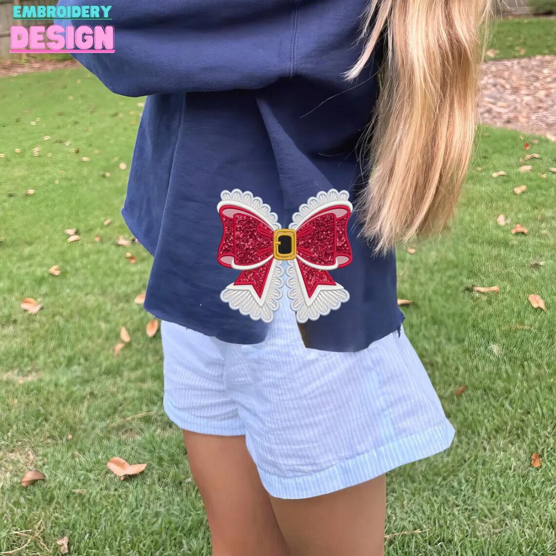 SO ME Ribbon Bow Applique Sweater