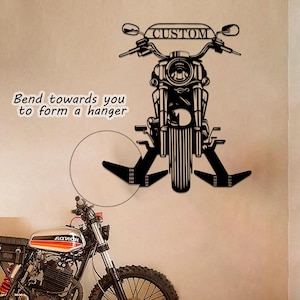 Soporte de pared de metal para casco de motociclista personalizado, ideal como regalo para papá, para decorar el garaje o la cueva del hombre.