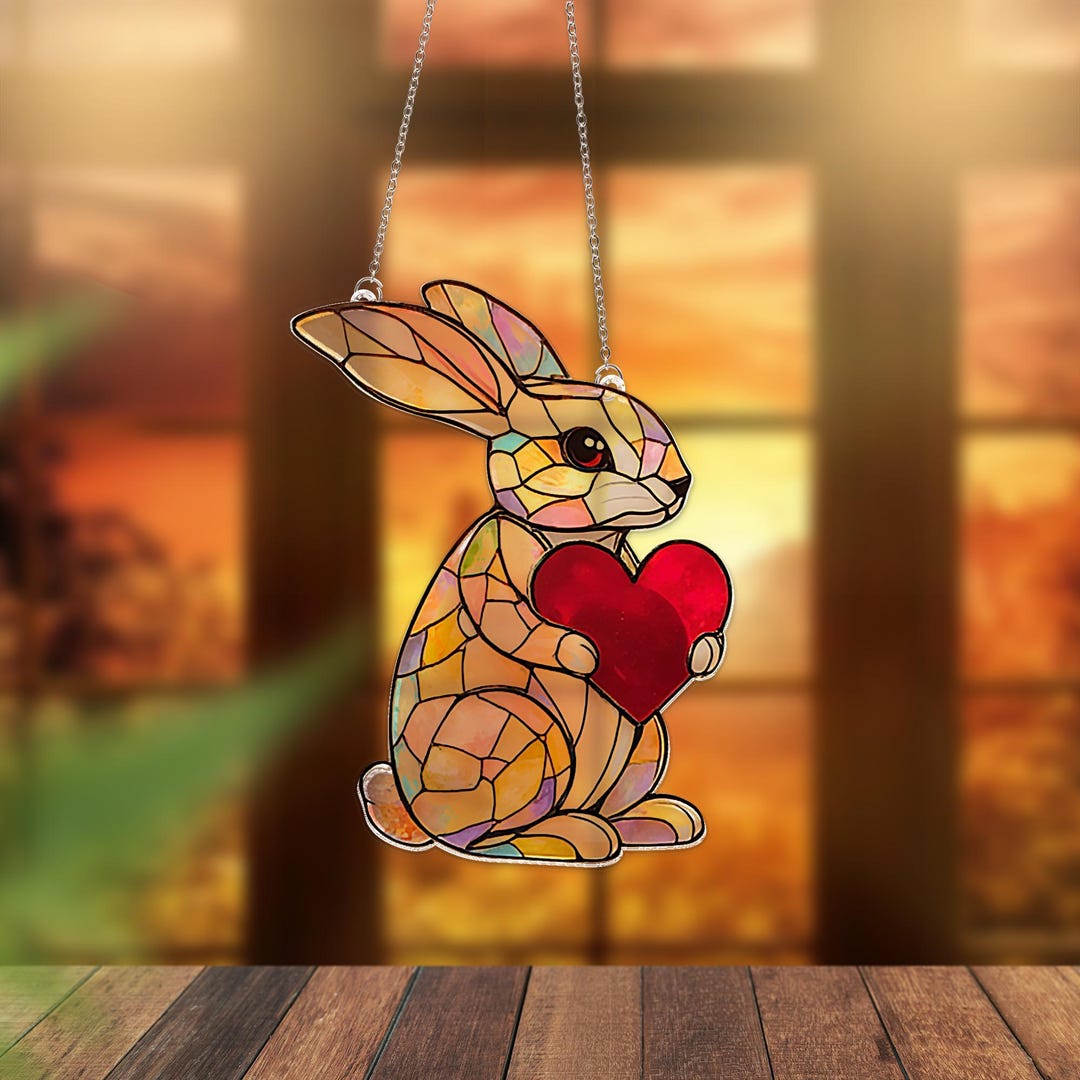 Easter Suncatcher Bunny Ornament, Easter Bunny Acrylic Window