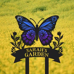 Personalized Garden Metal Sign with Stakes, Custom Garden Name Sign, Memorial Metal Stake, Loss of Grandma, Mother&#39;s Day Gift, Grave Marker