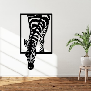 Abstract Zebra Metal Wall Art – Geometric Animal Metal Decor – Modern Wall Hanging – Zebra Wall Sculpture – Housewarming Gift Idea