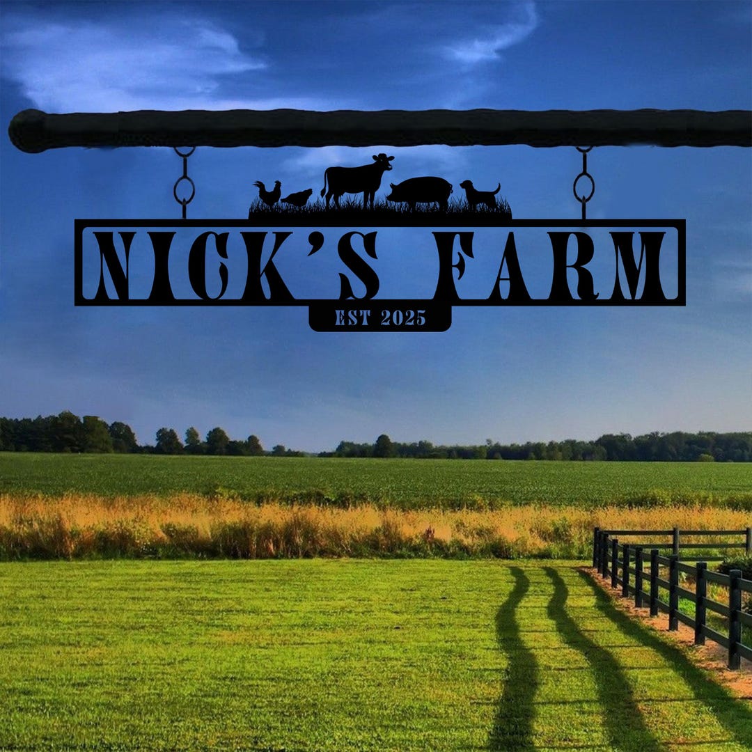 Personalized Ranch Sign Black Metal Farm Sign, Custom Animal Metal Farm ...