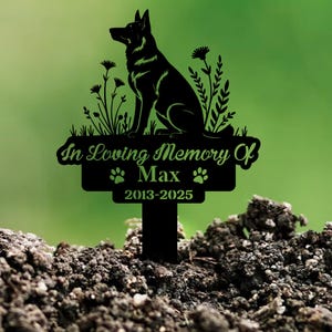 Estaca conmemorativa personalizada para perro, marcador de tumba de pastor alemán, letrero de jardín conmemorativo