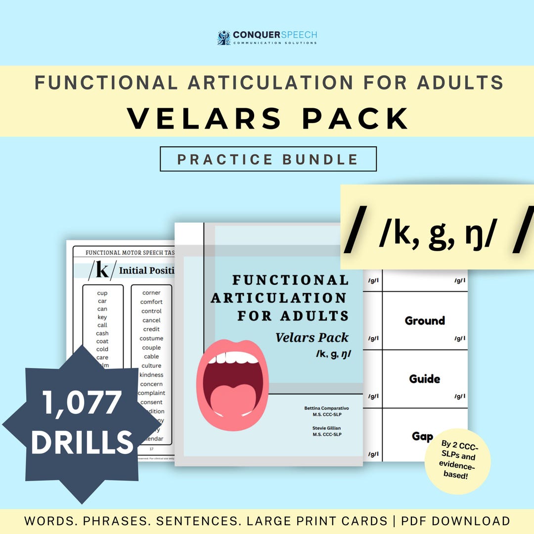 Adult Velars Functional Articulation Therapy Pack /k, G, ŋ/ Speech ...