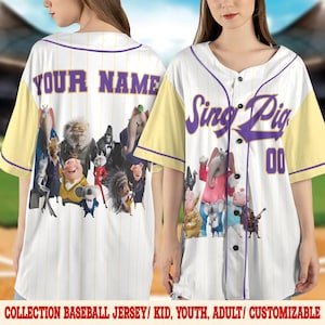 Sing 2 Movie Baseball Jersey, Personalized Sing Pig Birthday Baseball Jersey, Custom Sing Characters Shirt,Gift For Baseball Fan NHS409