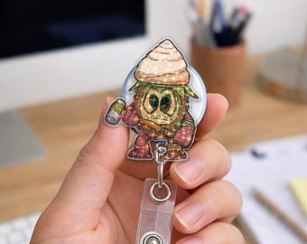 Moana Kakamora Badge Reel, Disney Acrylic ID Holder, Funny Coconut Pirate Hologram Reel, Cute Disney Nurse Gift for Coworker C2CV15-5