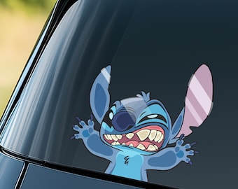 Pegatina de Stitch de Disney, pegatinas para ventana de coche, pegatinas de vinilo impermeables para parachoques, paquete de pegatinas divertidas de Stitch NGRS06-02