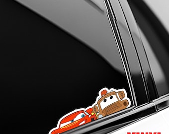 Disney Cars Peekaboo Peeking Peeker Sticker, Lightning Mcqueen Tow Mater Sticker, Disney Home Decor, Kid Room Decor C1NY19
