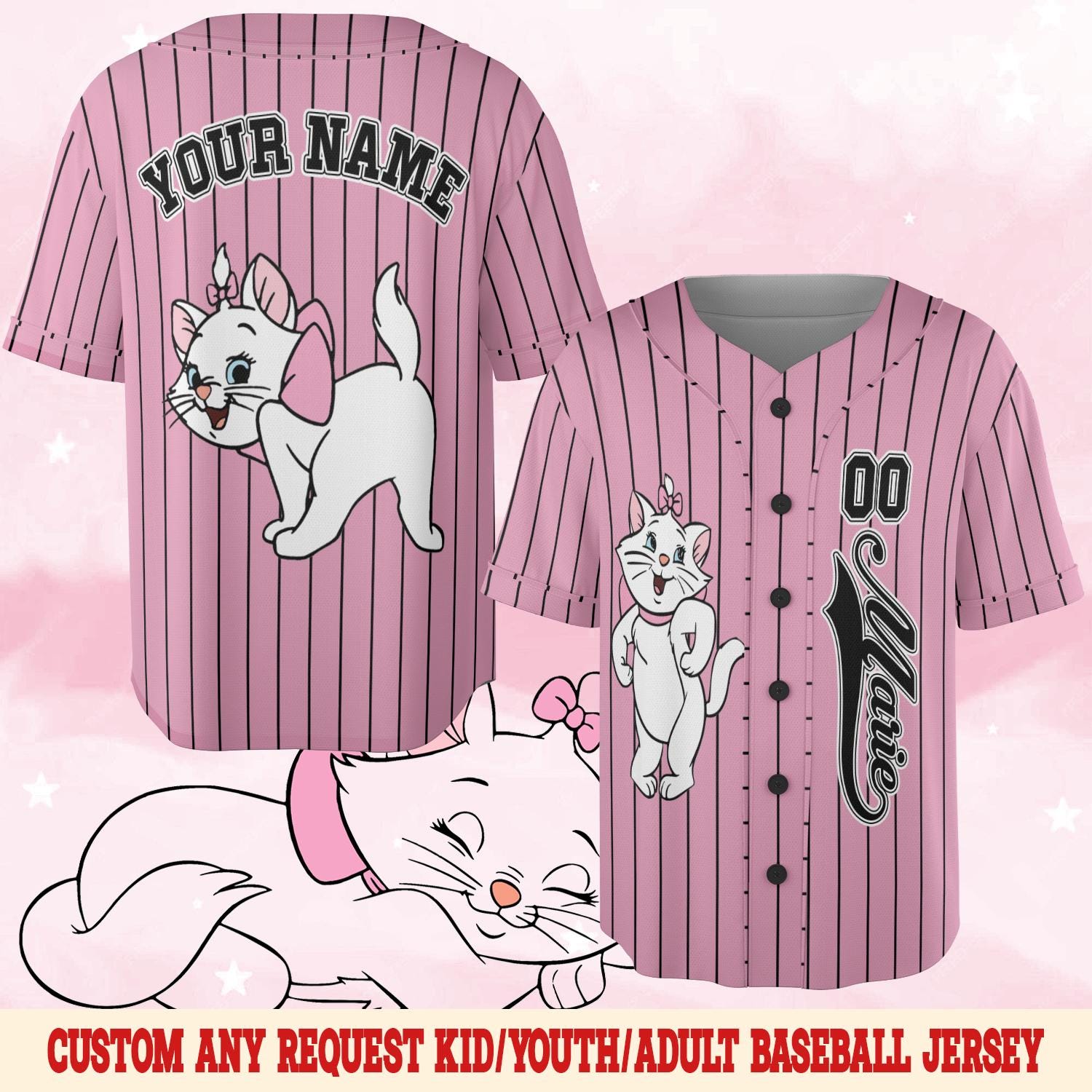 Discover Custom Disneyyy Cute Cat Marie Baseball Jersey