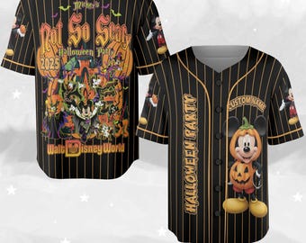 Custom Mickey's Not-So-Scary Halloween Party Jersey, Disney Halloween Family Matching Baseball Jersey, Disney Halloween Jersey C1HZ03
