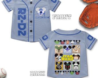 R2-D2 Baseball Jersey, Custom Star Wars Jersey Shirt, Galaxy's Edge Outfit, Droid Star Wars Birthday Gift, Disney Vacation Tee NGQQ13