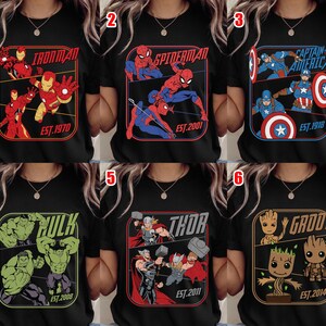 Retro Avengers Disney Marvel Shirt, Spiderman Iron Man Shirt, Birthday Boy, Birthday Girl, Marvel Family Group Matching Tee NHOH04 bild 15