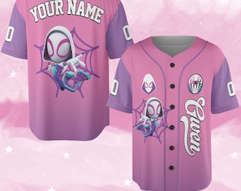 Personalized Ghost Spider Spidey And His Amazing Friends Baseball Jersey, Baseball Jersey Kids, Youth, Adult, Spider Birthday Jersey NGQ120