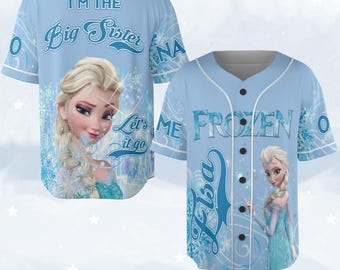 Personalized Frozen Elsa Baseball Jersey, Custom Disney Frozen Baseball Jersey, Disney Princess Jersey, Disneyland Birthday Gift NGQN156