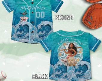 Personalized Disney Moana Baseball Jersey, Moana Movie Baseball Jersey for Kids Adults, Moana Birthday Family Jersey Gift Outfit NGPI20