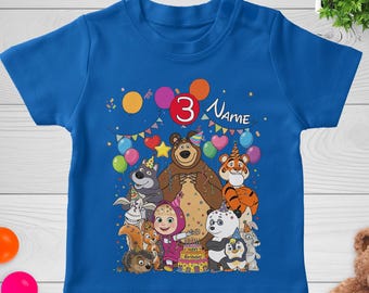 Marsha and the Bear Theme Birthday Family Shirts,Custom Marsha and the Bear Family Shirt, Family Matching Shirts, Birthday Shirts NHPE07