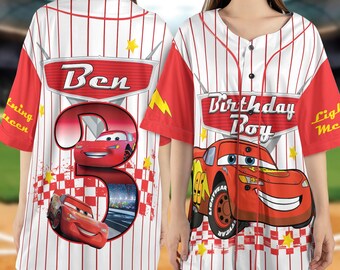 Custom Lightning McQueen Baseball Jersey, Disney Cars Matching Baseball Shirt, Disney Movie Jersey, Disney McQueen Matching Gift NGRC15