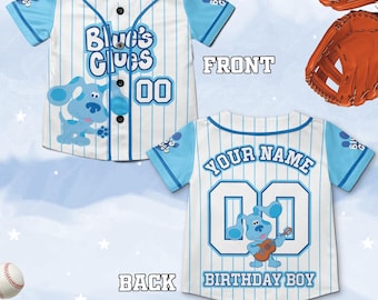 Personalized Blues Clues Birthday Baseball Jersey, Birthday Boy Kids Youth Adult Baseball Team, Blues Clues Family Birthday Party C1HU14