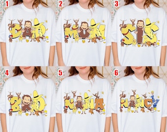 Curious George Shirt, Custom Curious George Boy Tee, Curious George Family Group Shirt, Custom Birthday Matching Shirt BZEF07