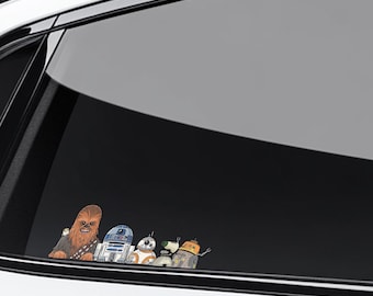Star Wars Peeker Peekaboo Sticker, Car Window Decal, Star Wars Fan Gift, Star Wars Character Sticker, Galaxy Sci-Fi Car Accessory C1IY33