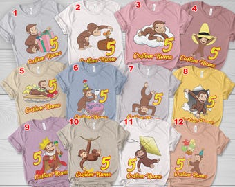 Curious George Birthday Shirt, Family Birthday Matching Shirt, Curious George Birthday Party Shirt, Custom Birthday Matching Shirt G5QRS01