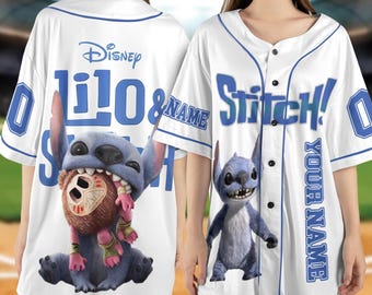 Lilo and Stitch Baseball Jersey, Personalized Stitch Shirt, Disney Baseball Jersey, Stitch Birthday Gift, Disneyland Family Tee NGQQ12