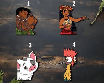 Disney Moana Movies Characters Peekaboo Sticker,waterproof for Water Bottles, Stickers for Cars, Funny Moana Pua Hei Hei Sticker NGUB09