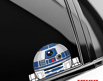 Pegatina de Star Wars Peekaboo, calcomanía para ventana de coche de R2D2, regalo para fans de Star Wars, pegatina de personaje de Star Wars, accesorio para coche Galaxy Sci-Fi C2D303