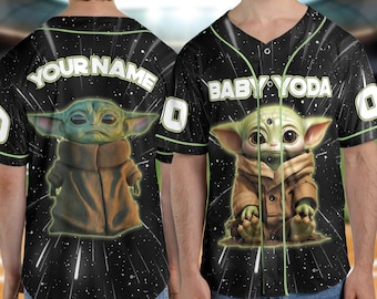 Custom Grogu Baseball Jersey, Baby Green Alien Shirt, Star Galaxy Movie Fan Gift, Birthday Kids Shirt, Funny Matching Family Jersey NGQJ16