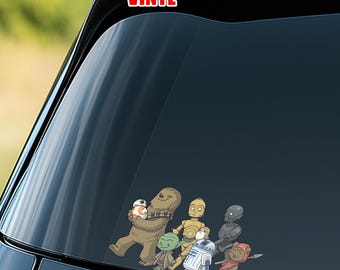 Star Wars Peeker Peekaboo Sticker, Disney Car Window Decal, Star Wars Fan Gift, Vinyl Character Sticker, Galaxy Sci-fi Car Accessory NGUZ05