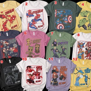Retro Avengers Disney Marvel Shirt, Spiderman Iron Man Shirt, Birthday Boy, Birthday Girl, Marvel Family Group Matching Tee NHOH04 bild 3