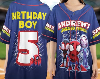 Custom Spidey And His Amazing Friends Baseball Jersey, Hulk Ghost Spider Baseball Jersey Junior Hero Team Shirt, Birthday Boy Shirt NGRS01