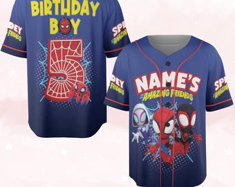 Personalize Spidey And His Amazing Friends Baseball Jersey, Custom Spider Birthday Boy Baseball Jersey Team, Baseball Team Outfit NGRS02