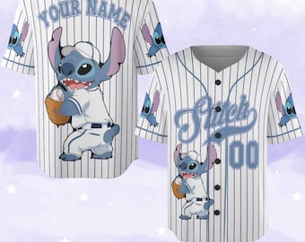 Custom Disney Lilo and Stitch Stitch Baseball Jersey, Gift for Kids, Disney Birthday Gift, Gift For Baseball Fans C1FN10