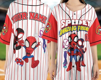 Personalize Spidey And His Amazing Friends Cute White Color, Custom Spider Verse Baseball Jersey Team, Disney Baseball Team Outfit D2JR13