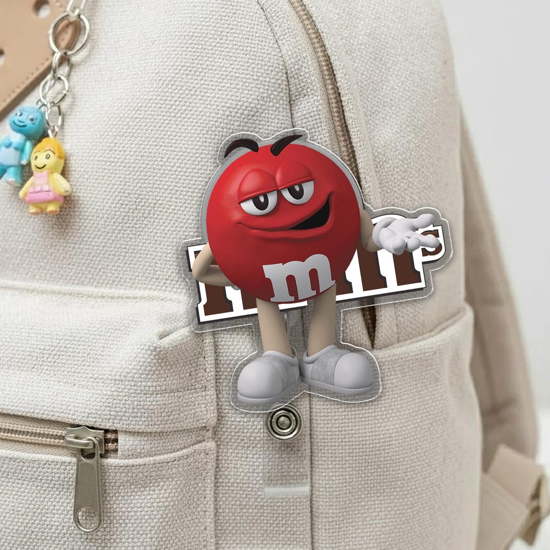M&M Candy Badge Reel, Personalized Chocolate M and Ms ID Holder