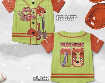 Custom Nick Wilde Zootopia Baseball Jersey, Disney Nick Wilde Jersey Shirt, Disneyland Birthday Gift, Disney Fan Baseball Lover Shirt NGYP08
