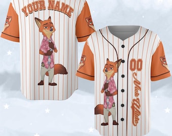 Custom Nick Wilde Zootopia Baseball Jersey, Disney Nick Wilde Jersey Shirt, Disneyland Birthday Gift, Disney Baseball Fan Lover Gift G5QA02